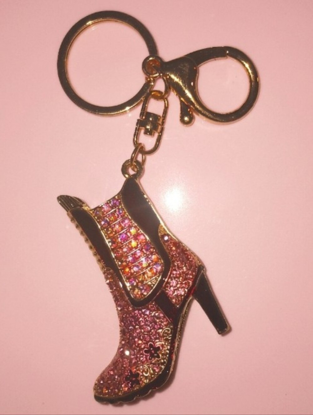 Pink Cowboy Boot Keychain